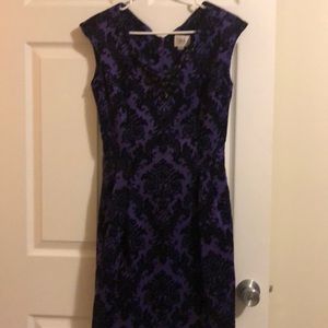 Purple Dress with black floral detail